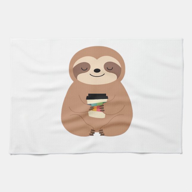 Sloth Coffee Time Classic T-Shirt Tea Towel (Horizontal)