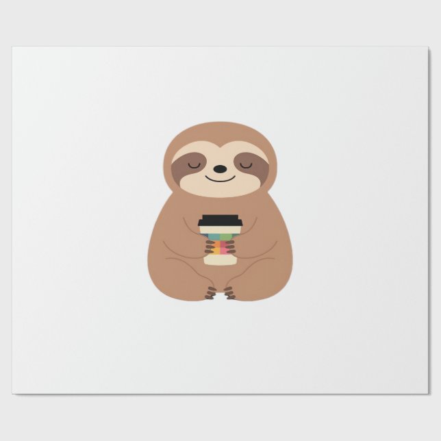 Sloth Coffee Time Classic T-Shirt Wrapping Paper (Flat)