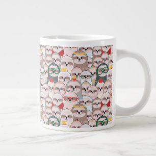 Sloth Comic Pattern Large Coffee Mug