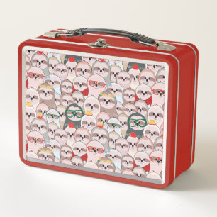 Sloth Comic Pattern Metal Lunch Box