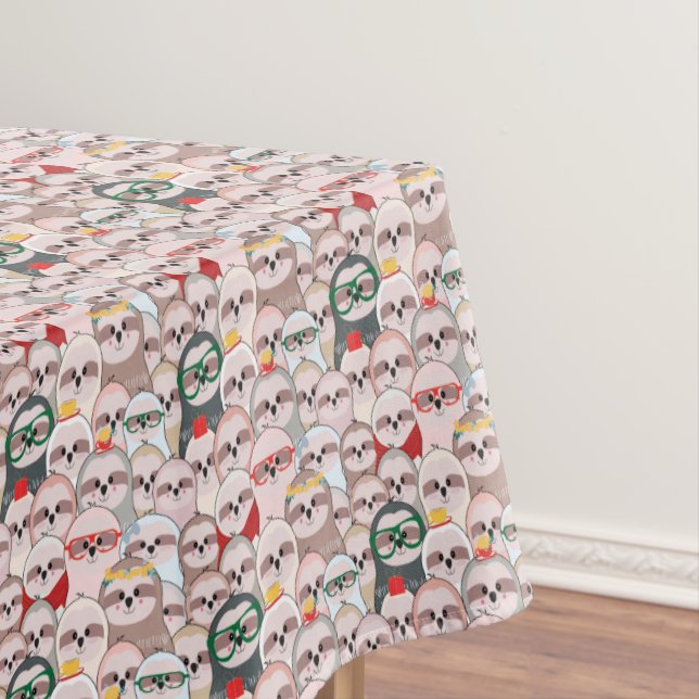 Sloth Comic Pattern Tablecloth (In Situ)