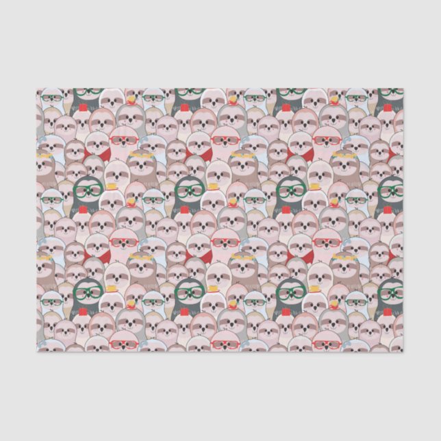 Sloth Comic Pattern Tissue Paper (Front)