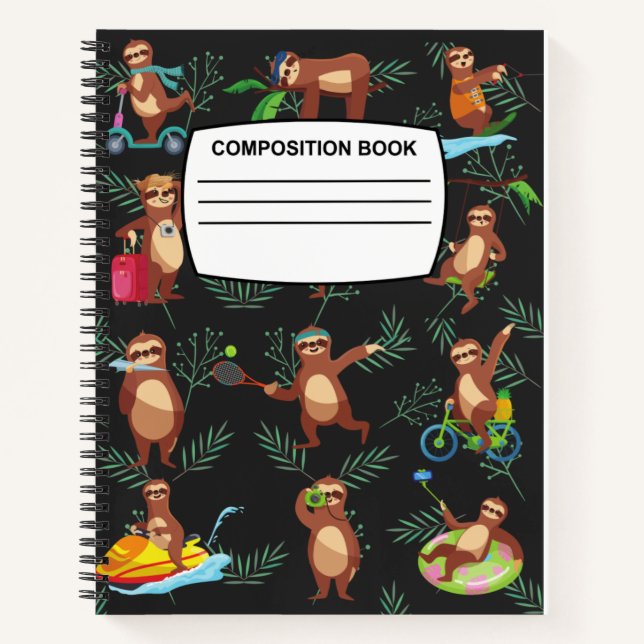 Sloth composition notebook spiral wide ruled (Front)