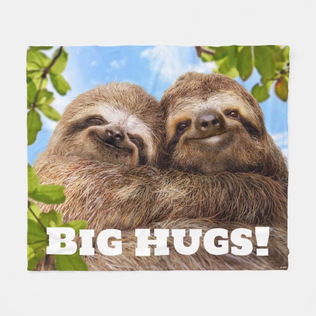 Sloth Couple Fleece Blanket (Front (Horizontal))