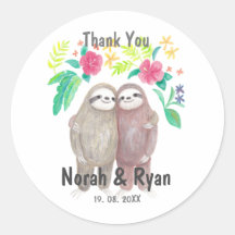 Sloth Couple Tropical Unique Custom Wedding Favour