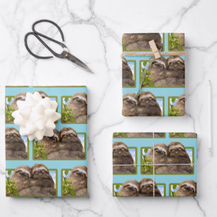 Sloth Couple Wrapping Paper Sheet