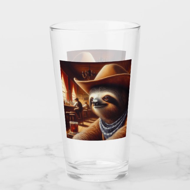 Sloth Cowboy in Saloon Glass (Front)