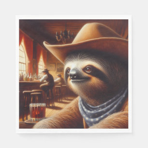 Sloth Cowboy in Saloon Napkin