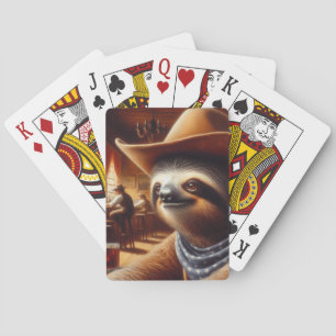Sloth Cowboy in Saloon Playing Cards