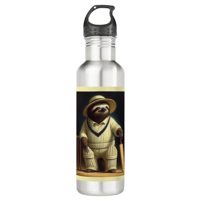 Sloth Cricket Player 710 Ml Water Bottle (Front)