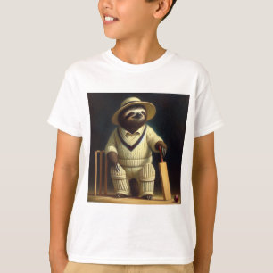 Sloth Cricket Player T-Shirt