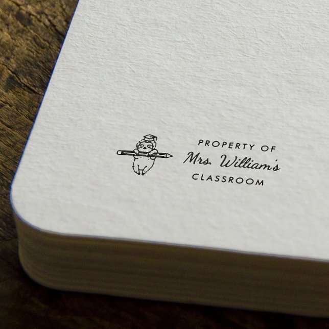 Sloth - Custom Teacher Name Book Classroom Rubber Stamp (Creator Uploaded)