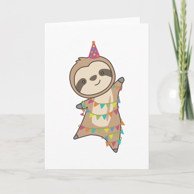 Sloth Cute Animals For Kids Funny Birthday Card (Front)