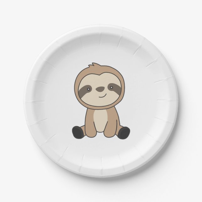 Sloth Cute Animals For Kids Funny Sloths  Paper Plate (Front)