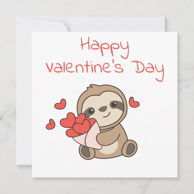 Sloth Cute Animals With Hearts Favorite Animal Holiday Card (Front)