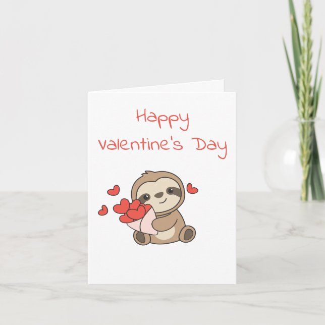Sloth Cute Animals With Hearts Favorite Animal  Holiday Card (Front)