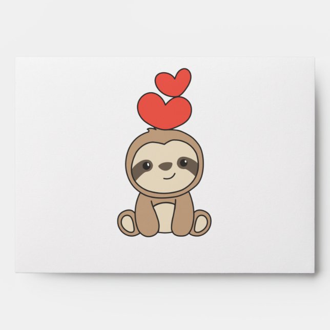 Sloth Cute Animals With Hearts Favourite Animal Envelope (Front)
