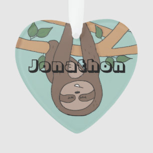 Sloth cute Christmas Childs Name Decoration