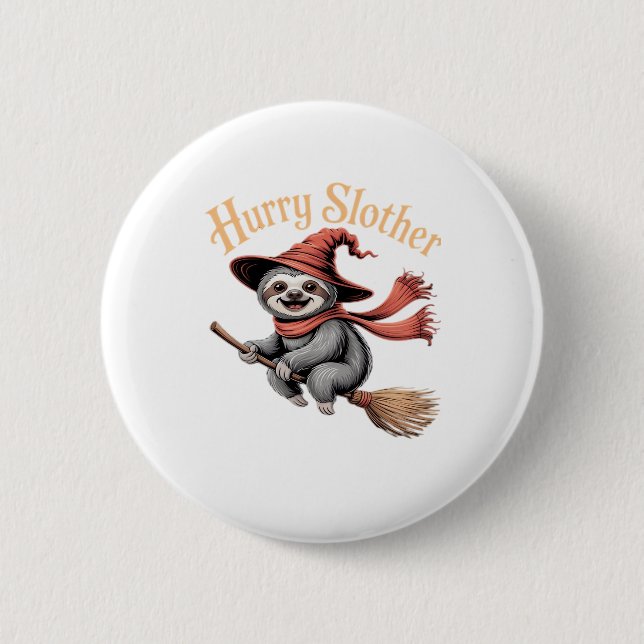 Sloth Cute Halloween Witch Funny Essential T-Shirt 6 Cm Round Badge (Front)