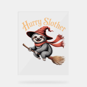Sloth Cute Halloween Witch Funny Essential T-Shirt Acrylic Sign