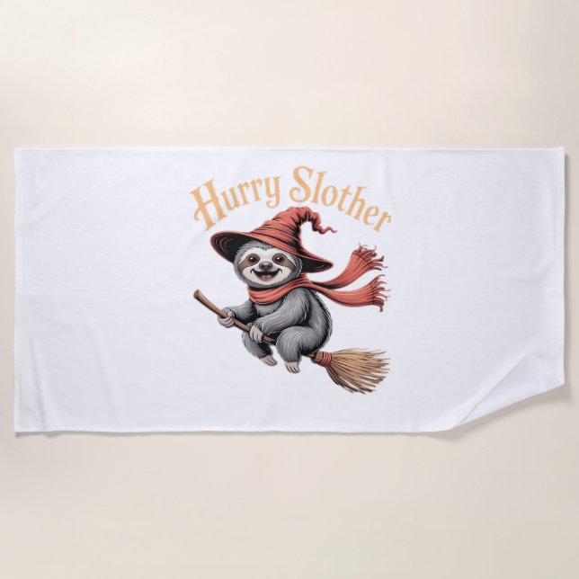 Sloth Cute Halloween Witch Funny Essential T-Shirt Beach Towel (Front)