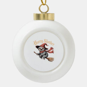 Sloth Cute Halloween Witch Funny Essential T-Shirt Ceramic Ball Christmas Ornament