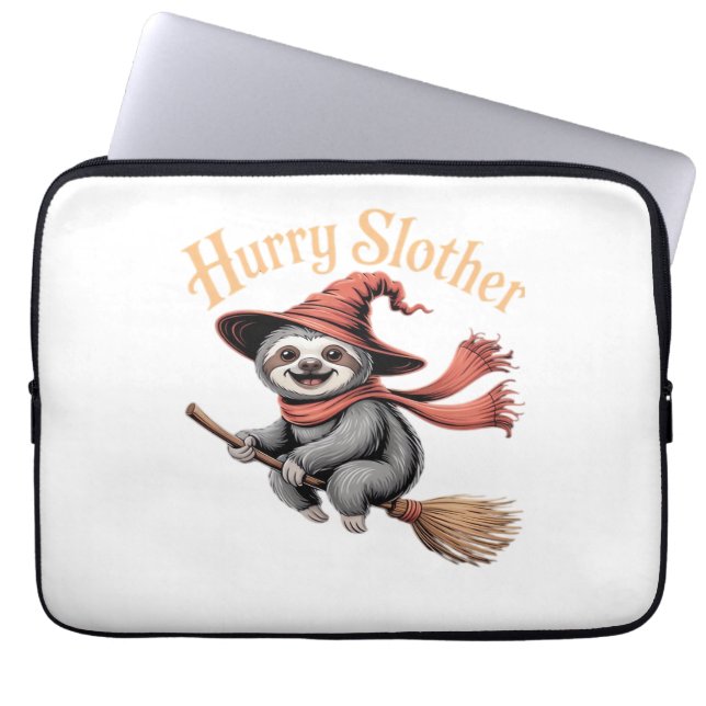 Sloth Cute Halloween Witch Funny Essential T-Shirt Laptop Sleeve (Front)