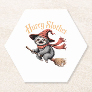 Sloth Cute Halloween Witch Funny Essential T-Shirt Paper Coaster