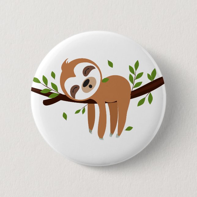 sloth, cute sloth, animal illustration 6 cm round badge (Front)