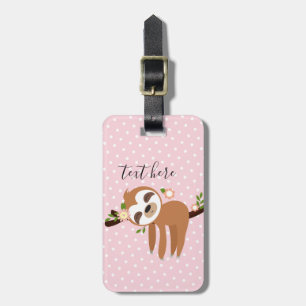 sloth, cute sloth, animal illustration luggage tag