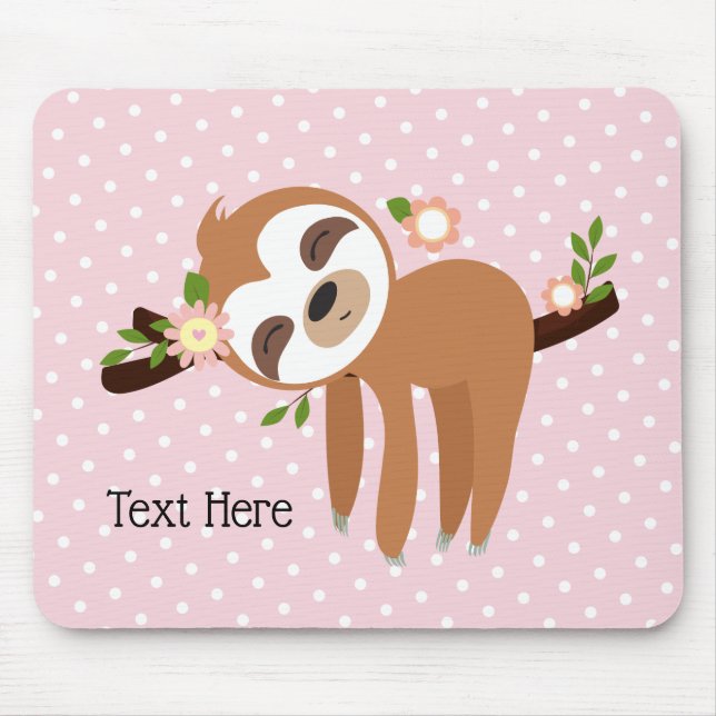 sloth, cute sloth, animal illustration mouse mat (Front)
