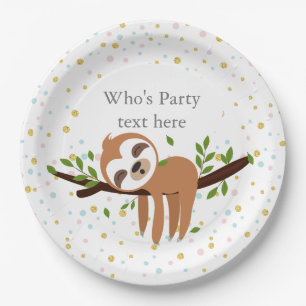 sloth, cute sloth, animal illustration paper plate
