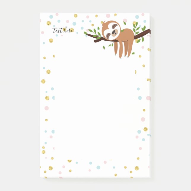 sloth, cute sloth, animal illustration post-it notes (Front)