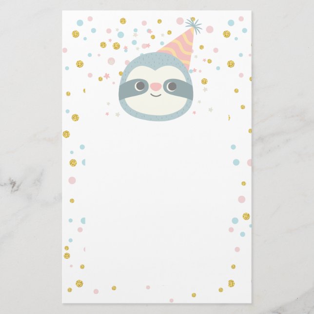 sloth, cute sloth, animal illustration stationery (Front)