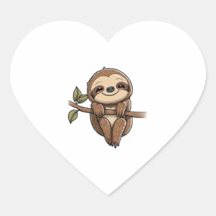 Sloth Cute Sloth Cute Cartoon  Heart Sticker