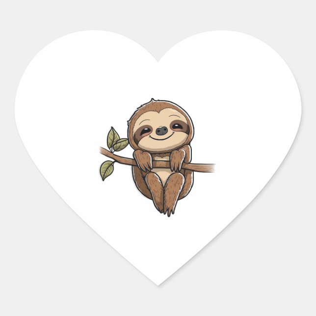 Sloth Cute Sloth Cute Cartoon  Heart Sticker (Front)