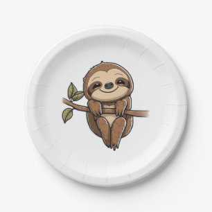 Sloth Cute Sloth Cute Cartoon  Paper Plate
