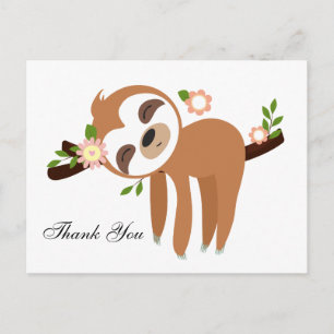 sloth, cute thank you card