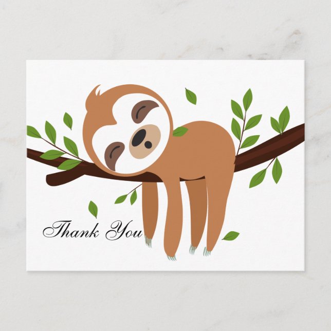 sloth, cute thank you card (Front)