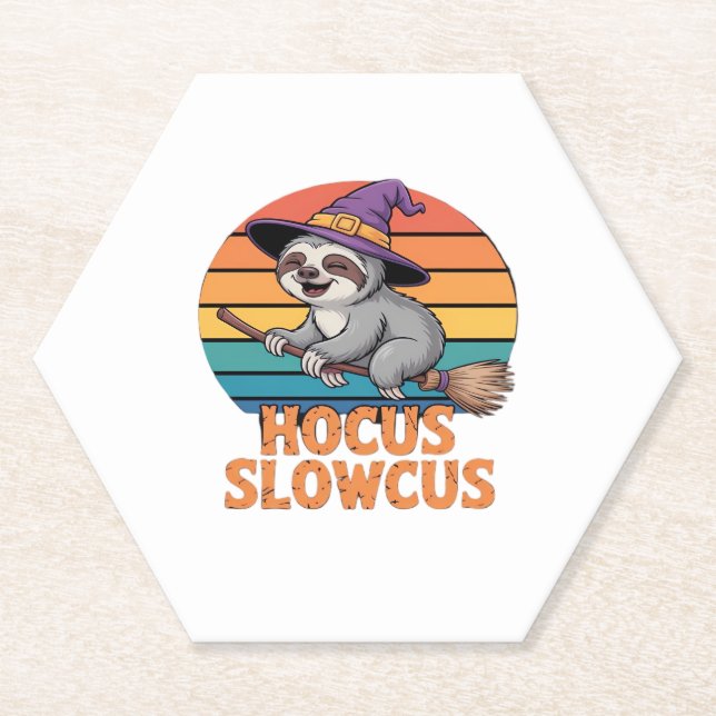 Sloth Cute Witch Funny Halloween Essential T-Shirt Paper Coaster (Front)