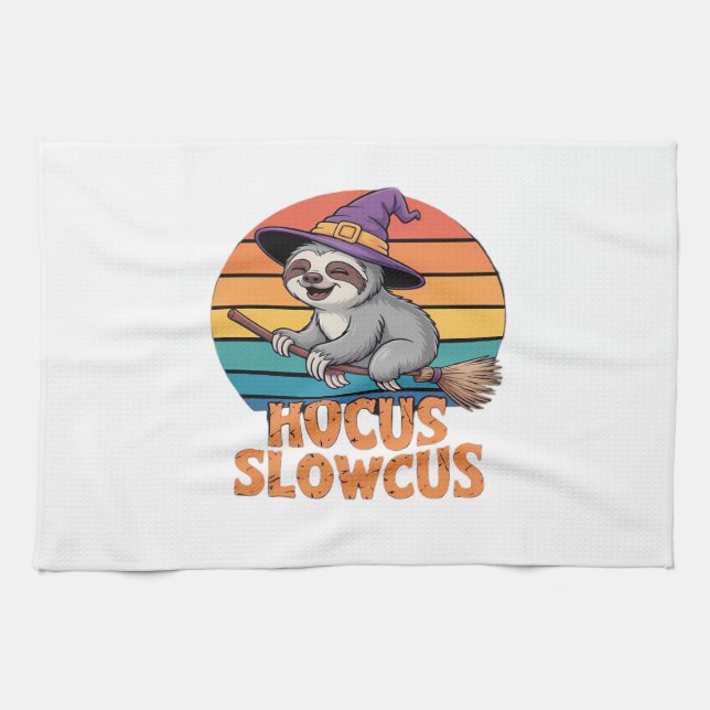 Sloth Cute Witch Funny Halloween Essential T-Shirt Tea Towel (Horizontal)