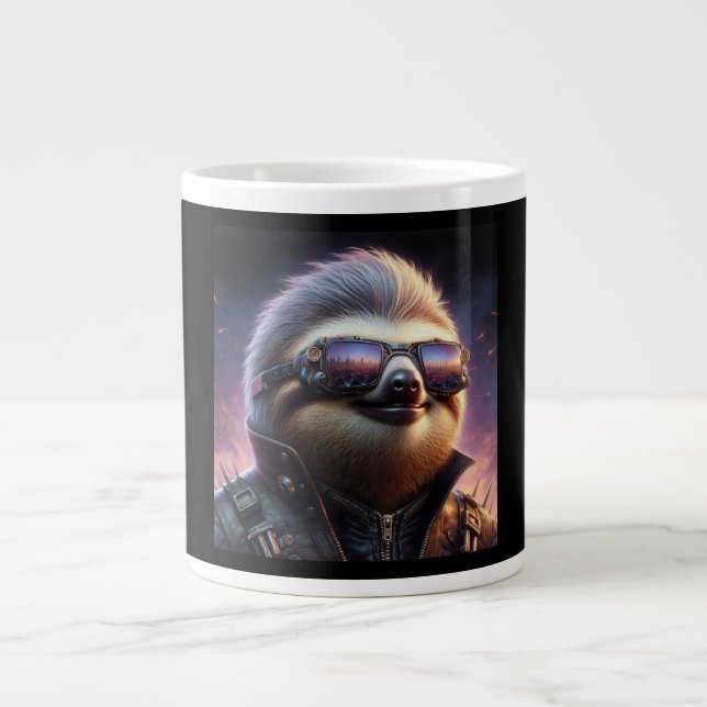 Sloth Cyberpunk Large Coffee Mug (Front)