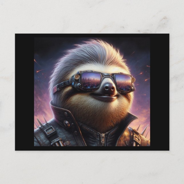 Sloth Cyberpunk Postcard (Front)