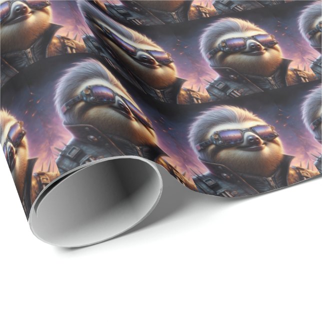Sloth Cyberpunk Wrapping Paper (Roll Corner)