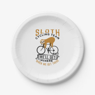 Sloth Cycling Team Paper Plate
