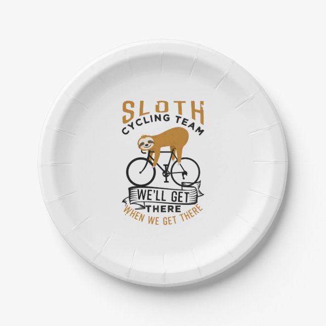 Sloth Cycling Team   Paper Plate (Front)