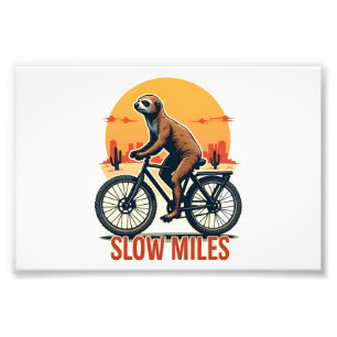 Sloth Cycling Vintage Adventure Mountain Ride Photo Print