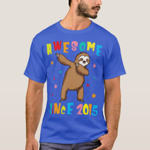 Sloth Dabbing Awesome Since 2015 Happy Birthday 5  T-Shirt