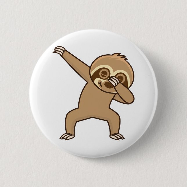 Sloth dabbing Sticker  6 Cm Round Badge (Front)
