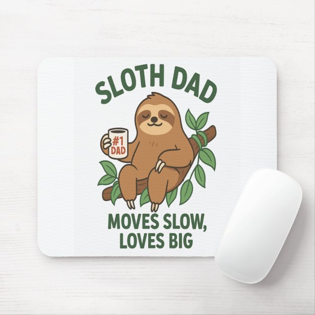 Sloth Dad – Moves Slow, Loves Big Mouse Mat (With Mouse)